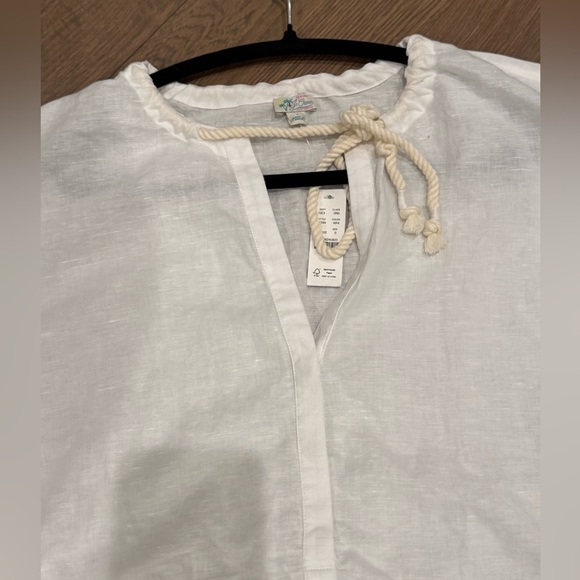 J.Crew - white Cotton-linen V-neck beach tunic (Size S) - Picture 7 of 11